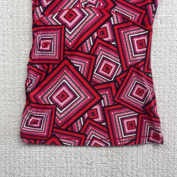 Lole Tank Top Tennis Knit V neck Shirt Women’s Small Psychedelic Boho Red AOP - Picture 3 of 14